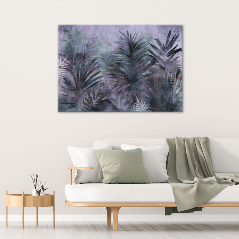 Billede til stue og soveværelse Feeby tropiske palmeblade i lilla 60 x 40 cm 1 stk