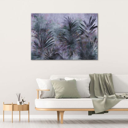 Billede til stue og soveværelse Feeby tropiske palmeblade i lilla 60 x 40 cm 1 stk