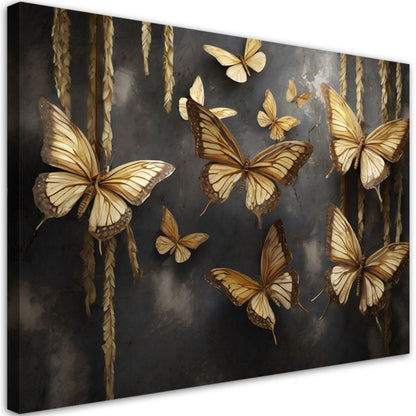 Billede til stue og soveværelse Feeby Gyldne Sommerfugle Sort 90x60 cm 1 stk