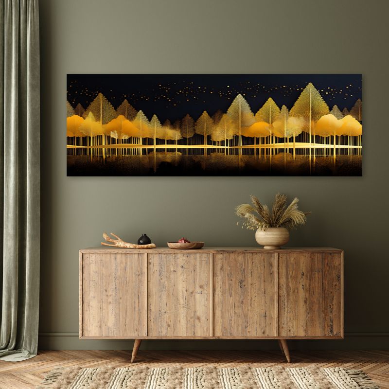 Billede til stue og soveværelse Feeby Gyldne Skov Landskab Natur 150 x 50 cm 1 stk