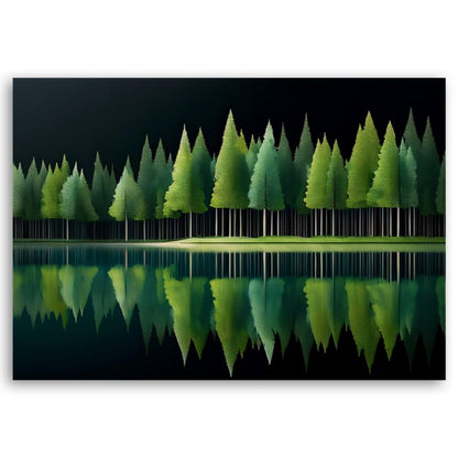 Billede til stue og soveværelse Feeby Grøn Skov Sø Landskab 90x60 cm 1 stk