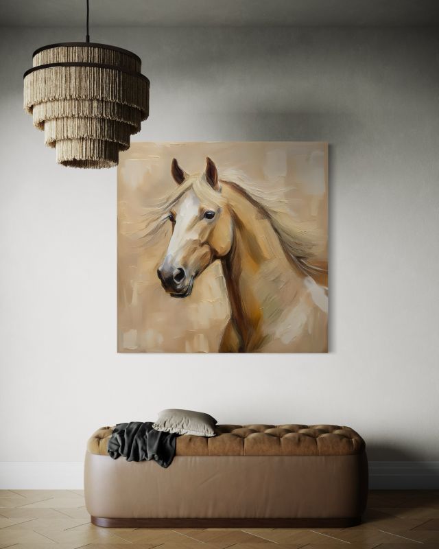 Feeby Vintage hestebillede til stue og soveværelse 60 x 60 cm, 1 stk