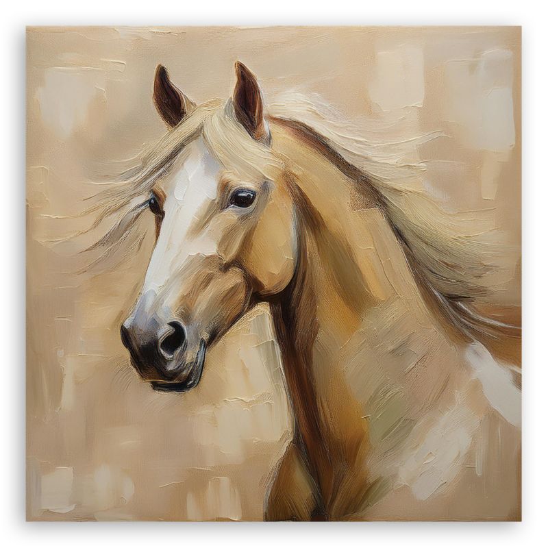 Feeby Vintage hestebillede til stue og soveværelse 60 x 60 cm, 1 stk