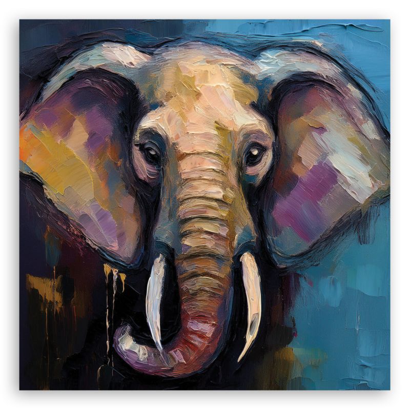 Billede til stue og soveværelse Feeby Dyr Elefanter Afrika 60x60 cm 1 stk