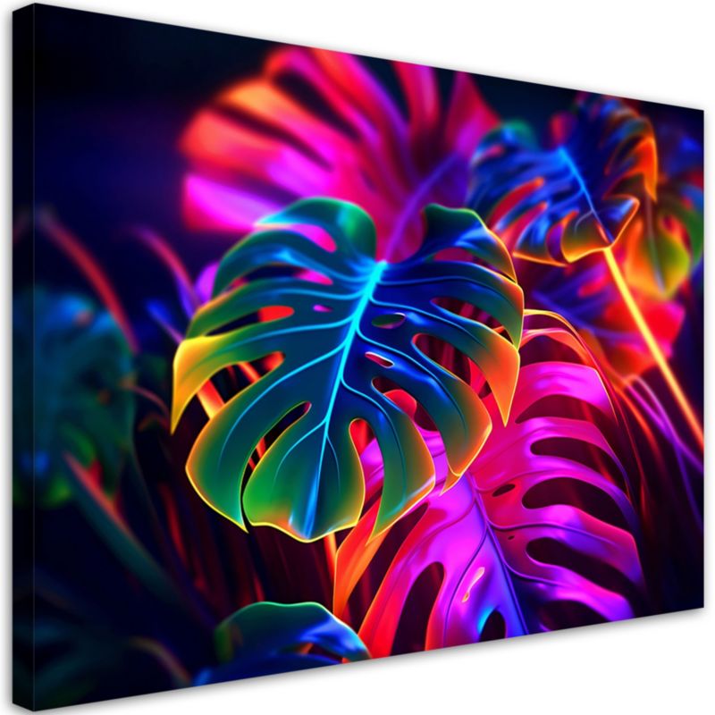 Moderne billede til stue og soveværelse Feeby Monstera Fluo Neon blade 100x70 cm 1 stk