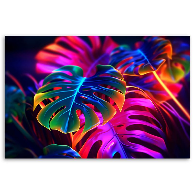 Moderne billede til stue og soveværelse Feeby Monstera Fluo Neon blade 100x70 cm 1 stk
