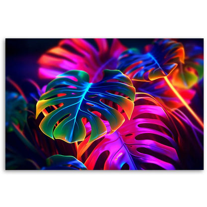 Moderne billede til stue og soveværelse Feeby Monstera Fluo Neon blade 100x70 cm 1 stk