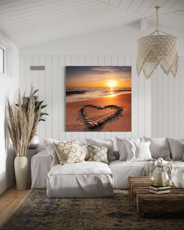 Billede til soveværelse Feeby Hjerte Kærlighed Solnedgang 30x30 cm 1 stk