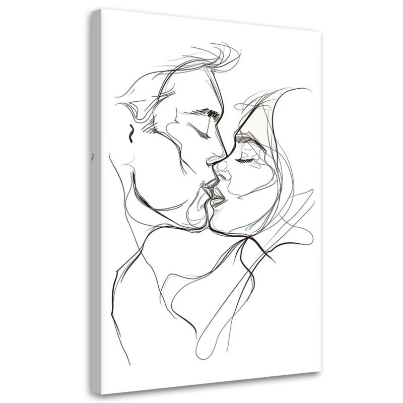 Soveværelsesbillede Feeby Skitse Tegning Kys Sort-hvid 80x120 cm 1 stk