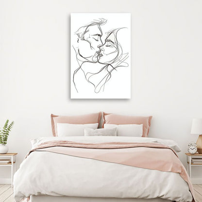 Soveværelsesbillede Feeby Skitse Tegning Kys Sort-hvid 80x120 cm 1 stk