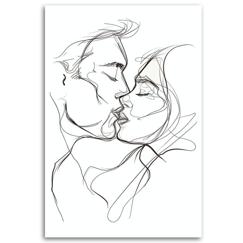 Soveværelsesbillede Feeby Skitse Tegning Kys Sort-hvid 80x120 cm 1 stk