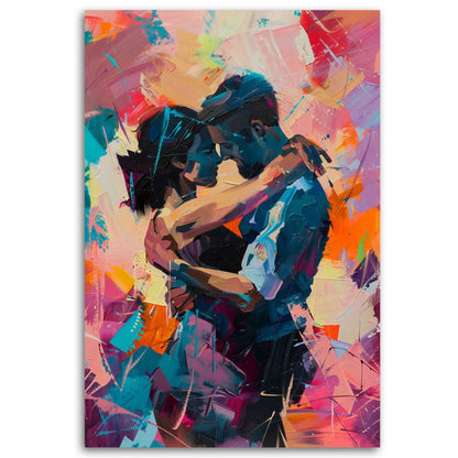 Farverigt abstrakt maleri til soveværelset Feeby Forelsket Par 70x100 cm 1 stk