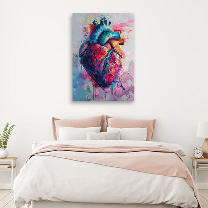 Farverigt akvarelmaleri til soveværelse Feeby Hjerte Kærlighed 70x100 cm 1 stk