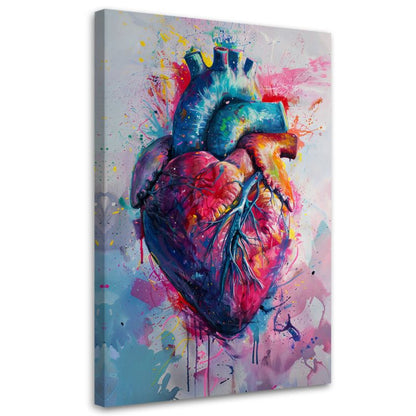 Farverigt akvarelmaleri med hjerte og kærlighed til soveværelset, 80 x 120 cm, 1 stk.