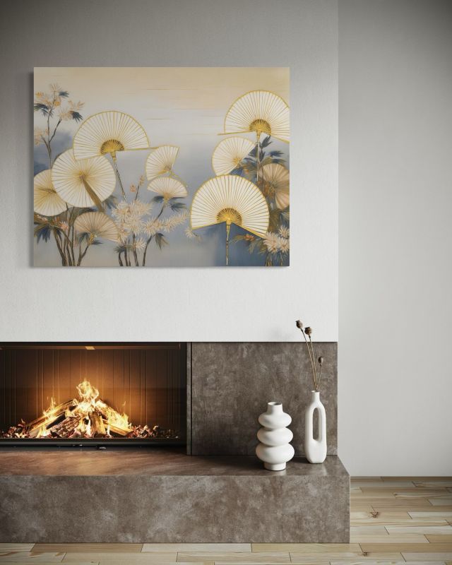 Billede til soveværelse og stue Feeby Japanske Vifter Beige 120x80 cm 1 stk