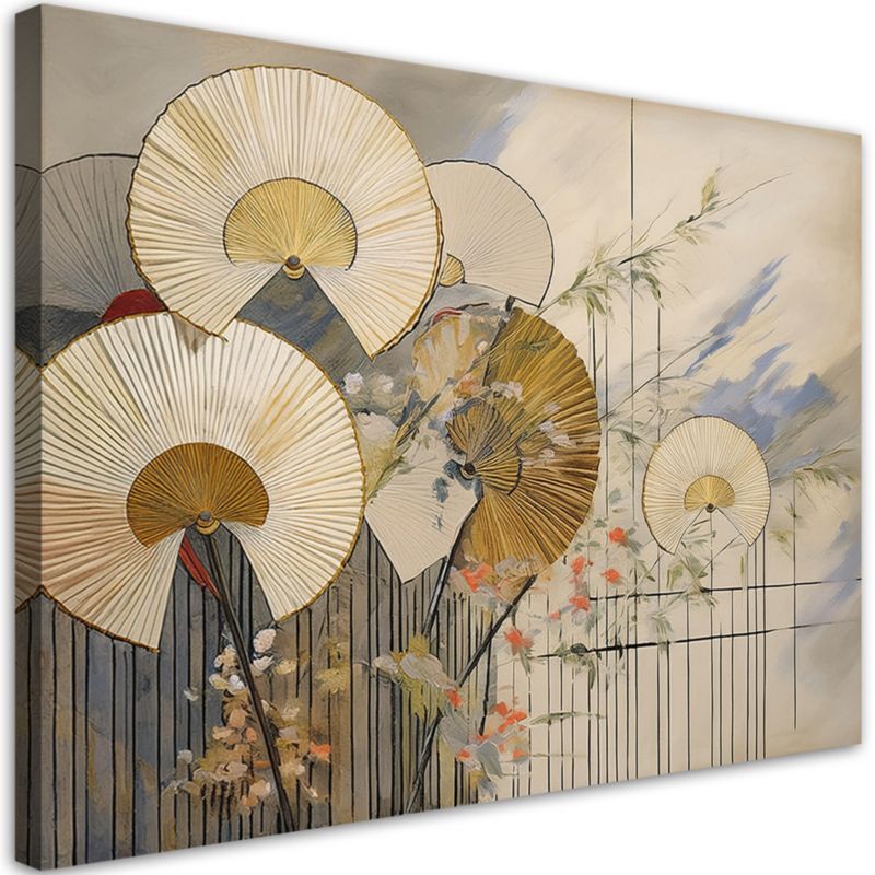 Billede til soveværelse og stue Feeby Japanske Vifter Beige 120x80 cm 1 stk