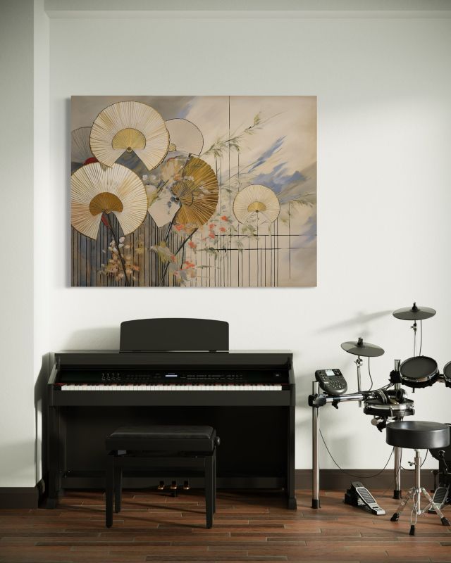 Billede til soveværelse og stue Feeby Japanske Vifter Beige 120x80 cm 1 stk