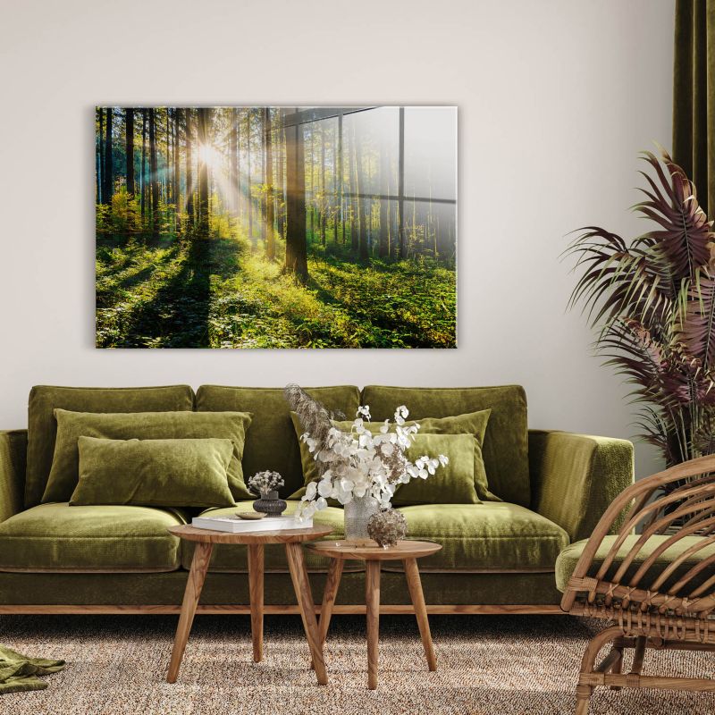 Glasspik Sunny Forest glasbillede 80 x 120 cm