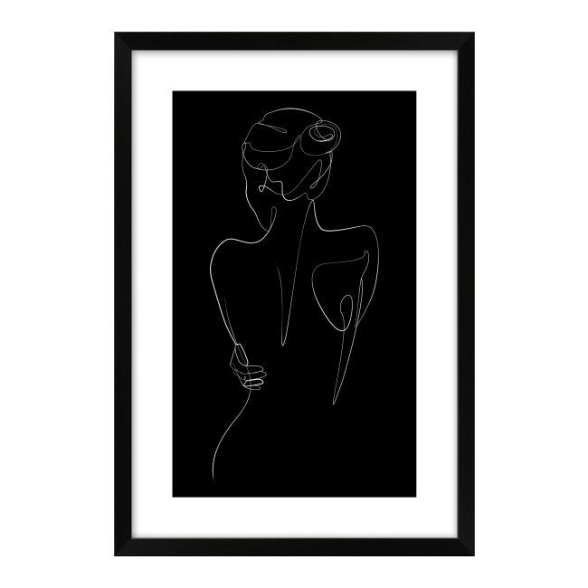 Billede Kvinde tegning sort 60 x 90 cm