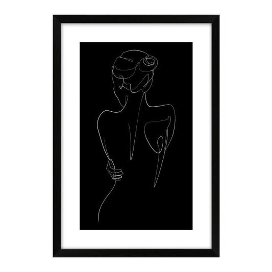 Billede Kvinde tegning sort 60 x 90 cm