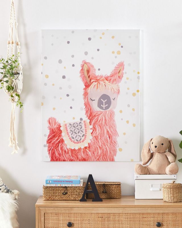 Rektangulært lærredsbillede Afassa 60 x 80 cm Børne- og dyremotiv i pink, 1 stk.