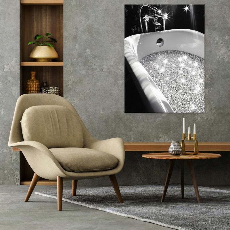 Canvas-billede WALLARENA 100x70 cm vægdekoration til badeværelse WC abstrakt sort 1 stk.