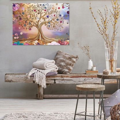 Canvas-billede WALLARENA 100 x 70 cm vægdekoration til soveværelse, stue og køkken abstrakt træ 1 stk.