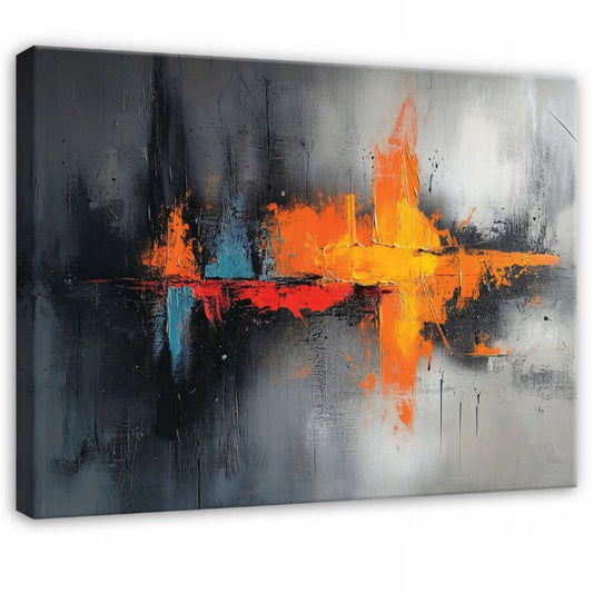 Canvas-billede WALLARENA 100 x 70 cm – vægdekoration til soveværelse, stue og køkken, abstrakt gråt motiv, 1 stk.