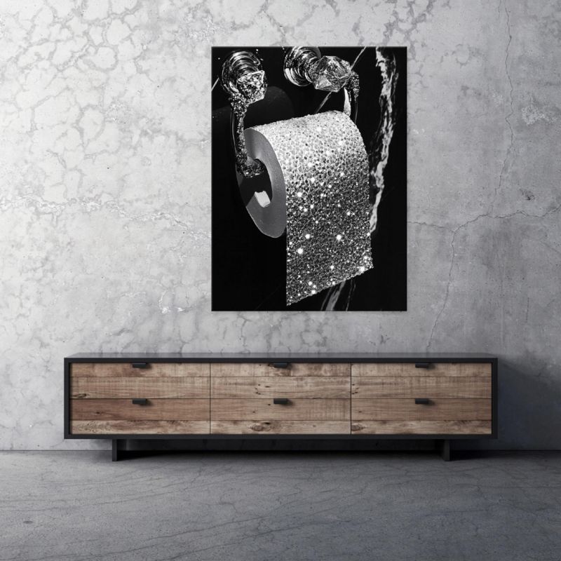 Canvas-billede WALLARENA 60x40 cm vægdekoration til badeværelse WC abstrakt sort 1 stk.