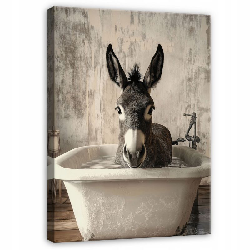 Canvas-billede WALLARENA 60 x 40 cm vægdekoration til badeværelse WC abstrakt æsel 1 stk.