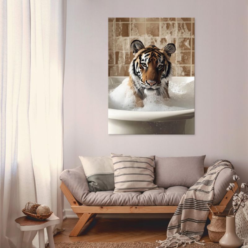 Canvas-billede WALLARENA 60 x 40 cm vægdekoration til badeværelse WC abstrakt tiger 1 stk.