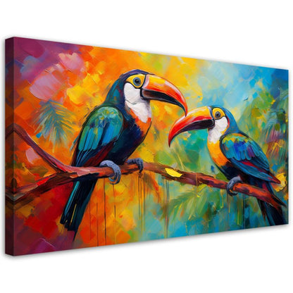Canvasbillede Feeby 100x50 cm Tukan Farverige Tropiske Fugle 1 stk.