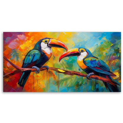 Canvasbillede Feeby 100x50 cm Tukan Farverige Tropiske Fugle 1 stk.