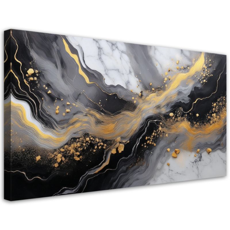 Lærredsbillede Feeby 120x60 cm Abstrakt Marmor Guld Sort 1 stk.
