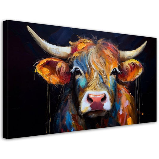Lærredsbillede Feeby 120x60 cm Farverig Skotsk Ko 1 stk.
