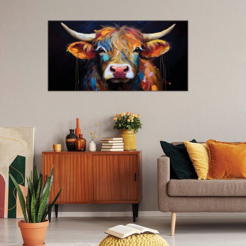 Lærredsbillede Feeby 120x60 cm Farverig Skotsk Ko 1 stk.