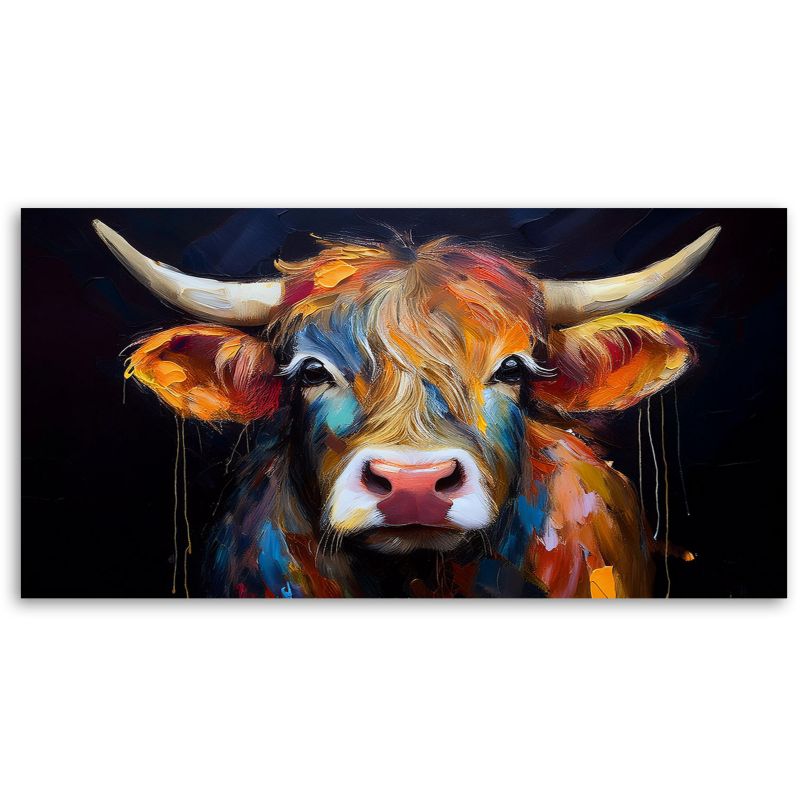 Lærredsbillede Feeby 120x60 cm Farverig Skotsk Ko 1 stk.