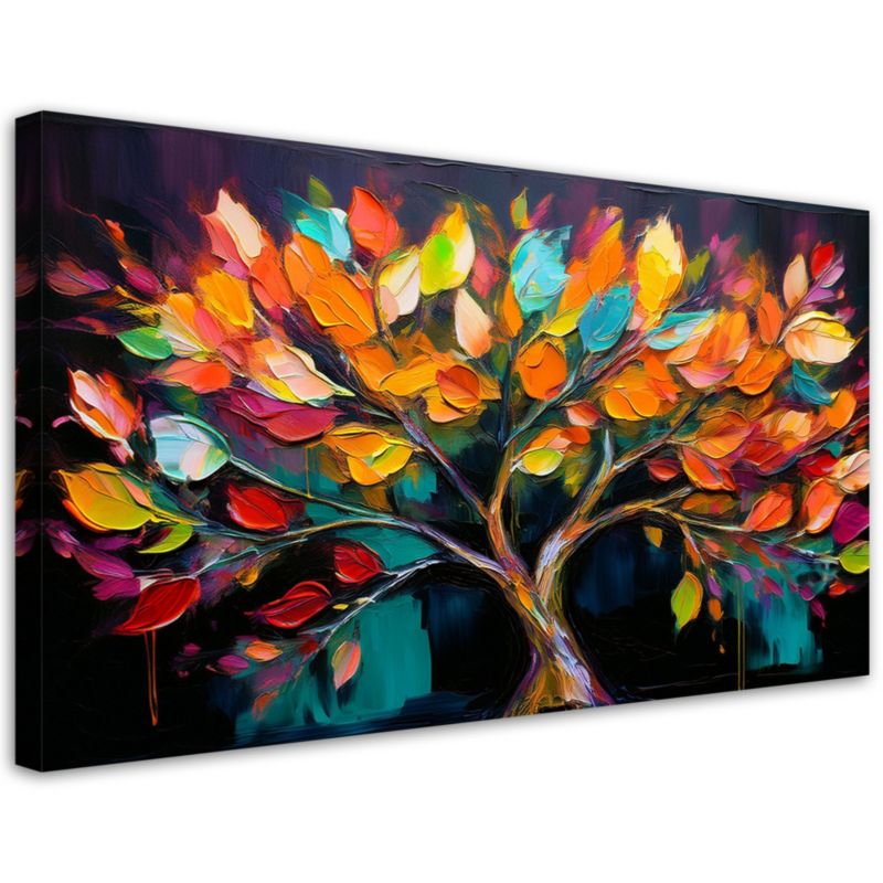 Lærredsbillede Feeby 120x60 cm Farverigt Træ med Blade Malet 1 stk.