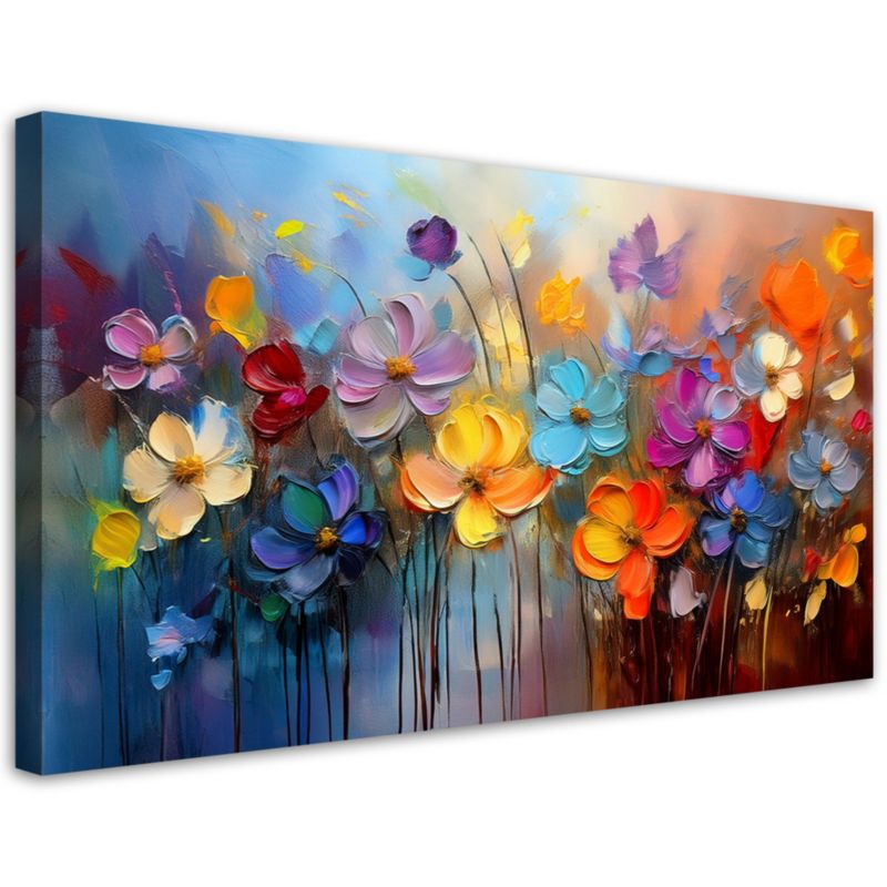 Lærredsbillede Feeby 120x60 cm Farverige Malede Blomster 1 stk.