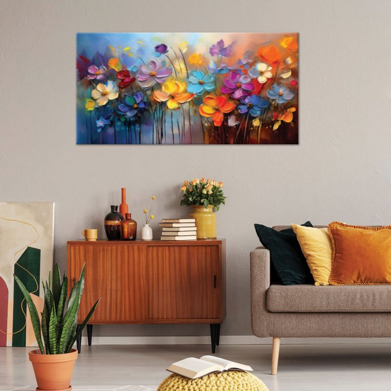 Lærredsbillede Feeby 120x60 cm Farverige Malede Blomster 1 stk.