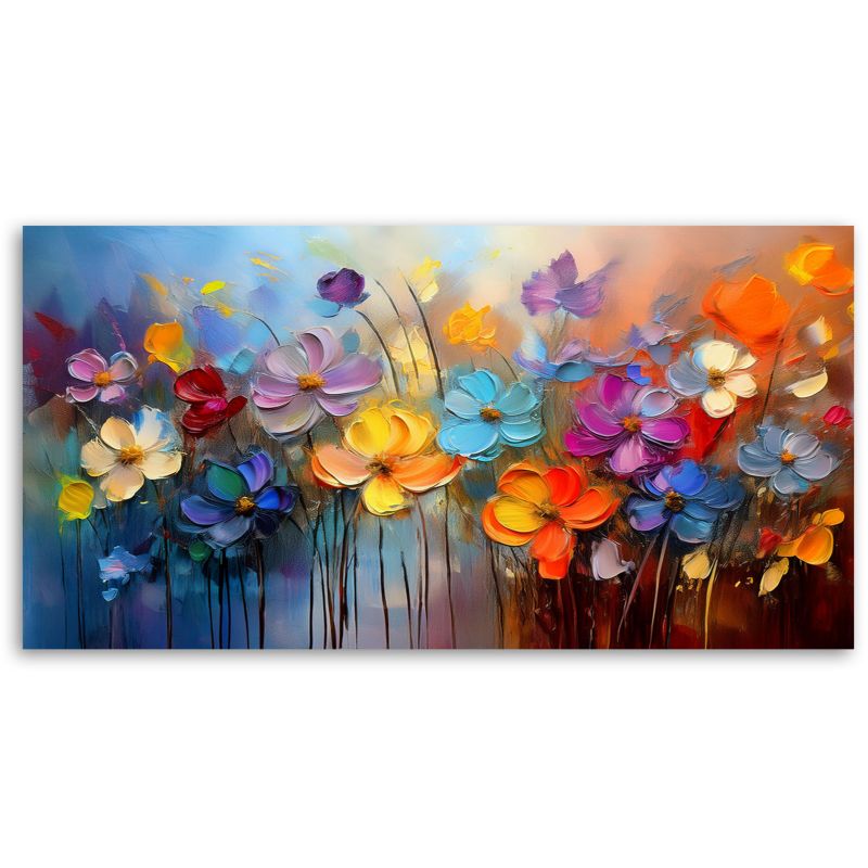 Lærredsbillede Feeby 120x60 cm Farverige Malede Blomster 1 stk.