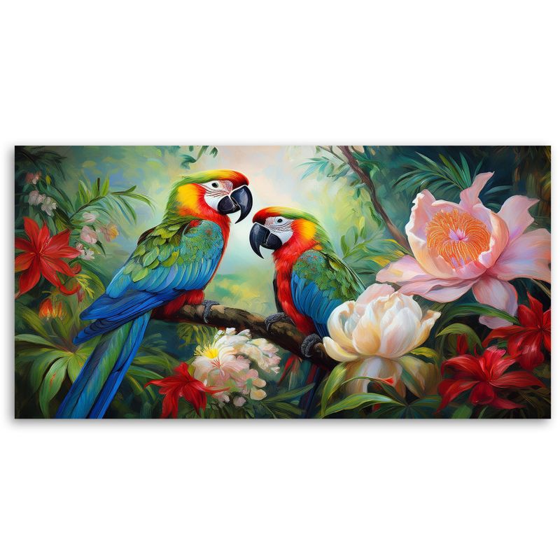 Lærredsbillede Feeby 120x60 cm Farverige Papegøjer Tropisk Jungle 1 stk.