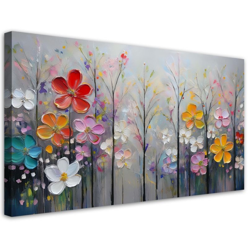Lærredsbillede Feeby 120x60 cm Blomster Træer Farverig Natur 1 stk.
