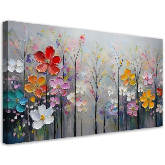 Lærredsbillede Feeby 120x60 cm Blomster Træer Farverig Natur 1 stk.