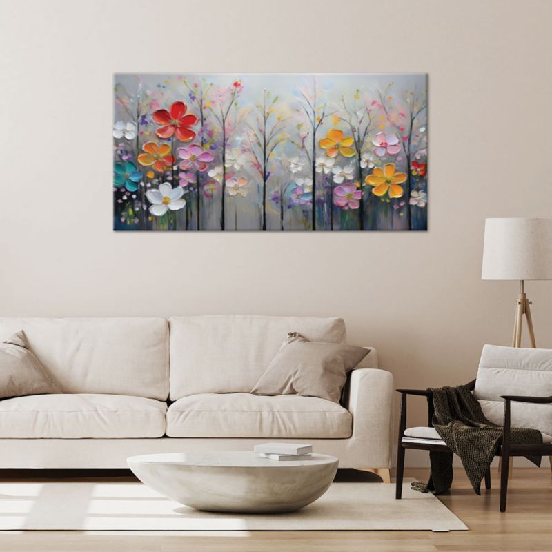 Lærredsbillede Feeby 120x60 cm Blomster Træer Farverig Natur 1 stk.