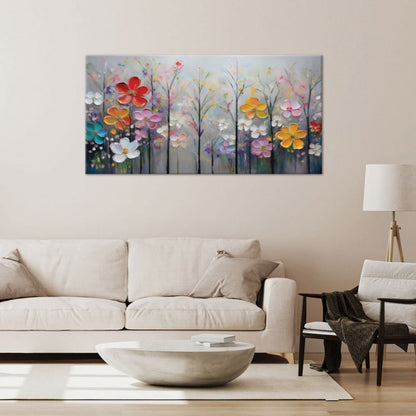 Lærredsbillede Feeby 120x60 cm Blomster Træer Farverig Natur 1 stk.