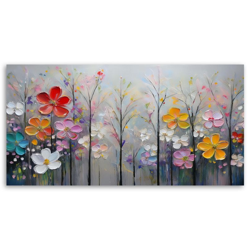Lærredsbillede Feeby 120x60 cm Blomster Træer Farverig Natur 1 stk.