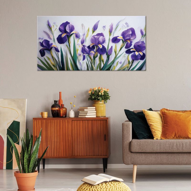 Lærredsbillede Feeby 120x60 cm Blomster Iris i lilla 1 stk.