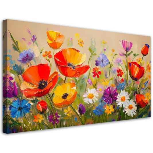 Lærredsbillede Feeby 120x60 cm Farverige Valmuer på Engen 1 stk.