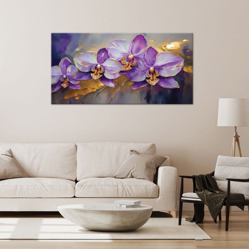 Lærredsbillede Feeby 120x60 cm Malede orkideer lilla blomster 1 stk.